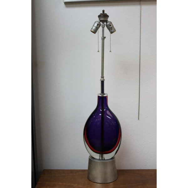 Seguso_/_Murano_Purple,_Cranberry_and_Clear_Glass_Lamp slide1