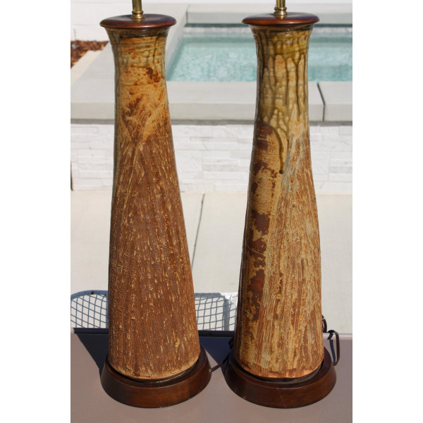 Pair_of_Stoneware_Lamps_with_Olive_Green_Drip_Glaze slide4