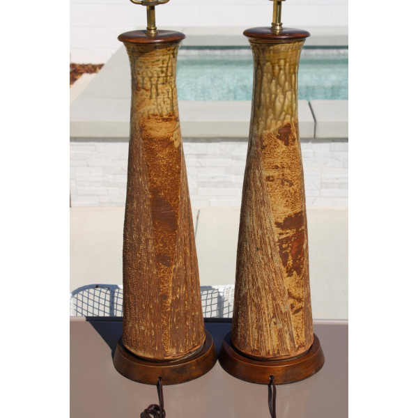 Pair_of_Stoneware_Lamps_with_Olive_Green_Drip_Glaze slide2