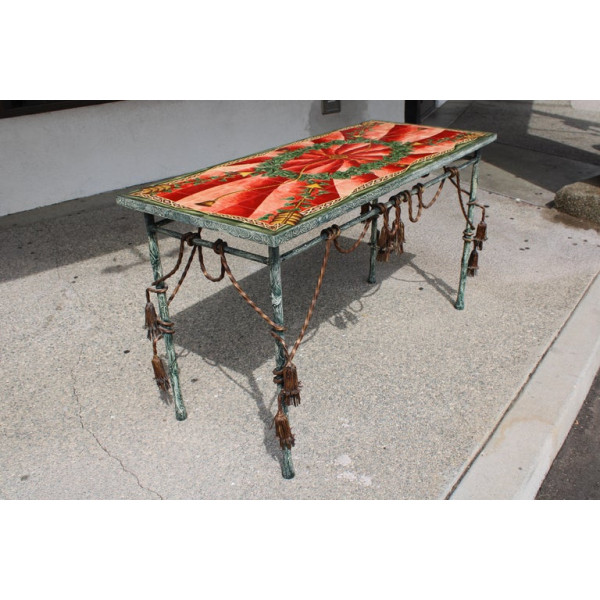Italian_Style_Patinated_Steel_and_Polychrome_Console_Table slide3