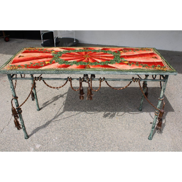 Italian_Style_Patinated_Steel_and_Polychrome_Console_Table slide2
