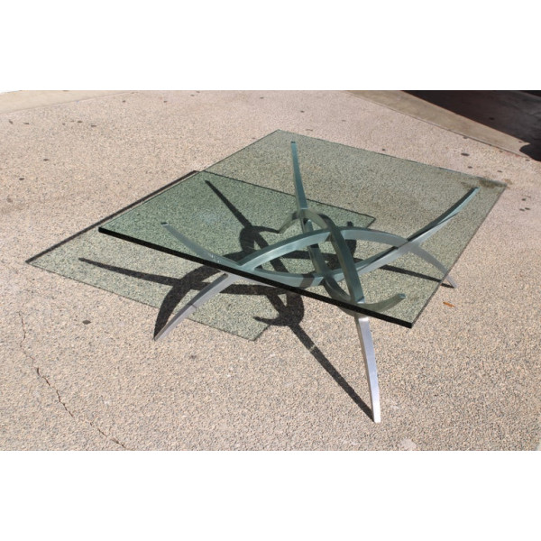X-Base_Aluminum_Coffee_Table_with_Glass_Top slide1